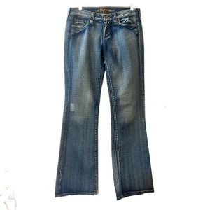 HIPPIE Bootcut Low Rise Y2K Rhinestone Distressed Jeans Trendy Unique Women's 29